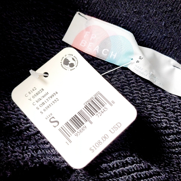 Free People Beach Rowan Henley Black Jean Jacket with Button Details - Picture 3 of 3